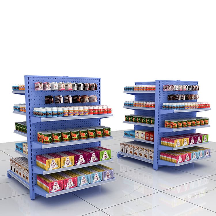 Double-Sided Grocery Shelving with Perforated Back Panel thumbnail 4