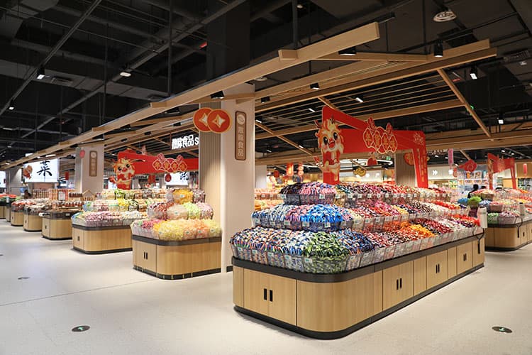 Wooden Bulk Snack Display Gondola