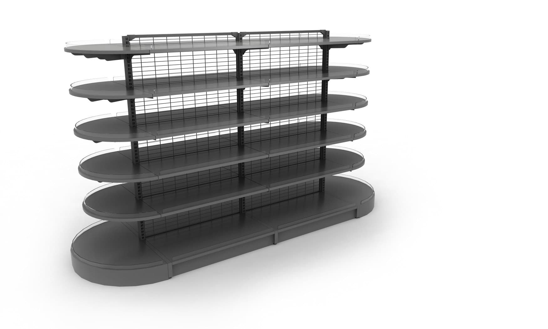 Commercial Curved Metal Display Shelf
