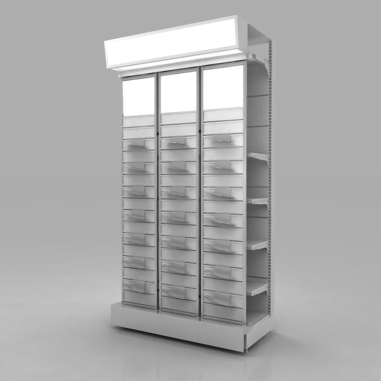Retail Shoe Display Stand with Central Walkway complete product view