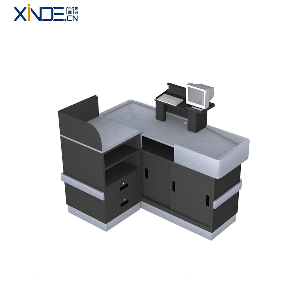 Commercial Metal Cashier Counter with Storage Cabinets