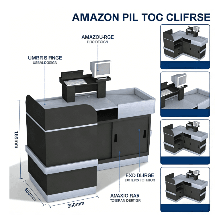 Commercial Metal Cashier Counter with Storage Cabinets thumbnail 3