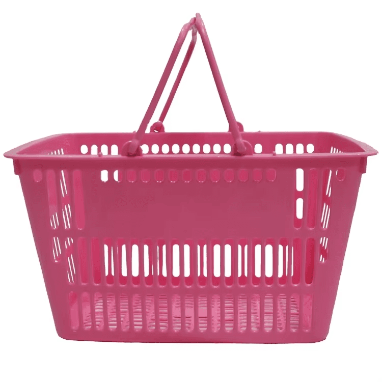 Stackable Plastic Shopping Basket with Handles complete product view