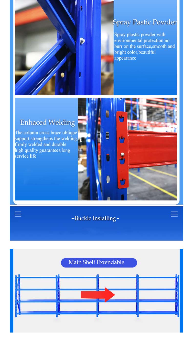 Blue Medium-Duty Warehouse Shelving Rack thumbnail 6