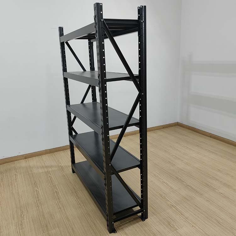 Black Medium-Duty Warehouse Shelving Rack thumbnail 3