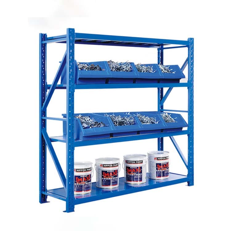 Blue Medium-Duty Warehouse Shelving Rack