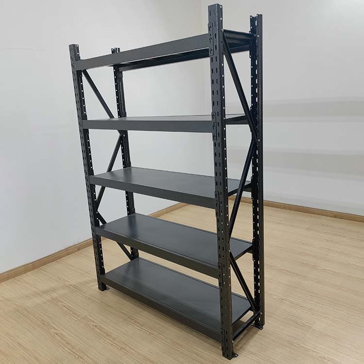 Black Medium-Duty Warehouse Shelving Rack